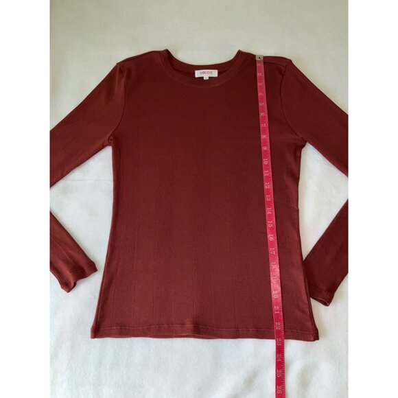 GOLDIE TEE mahogany long-sleeve variegated rib tee, size small NWOT - Picture 7 of 9